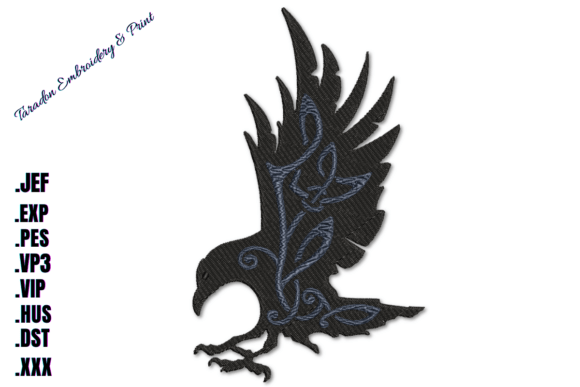 Celtic Swirl Crow Machine Embroidery