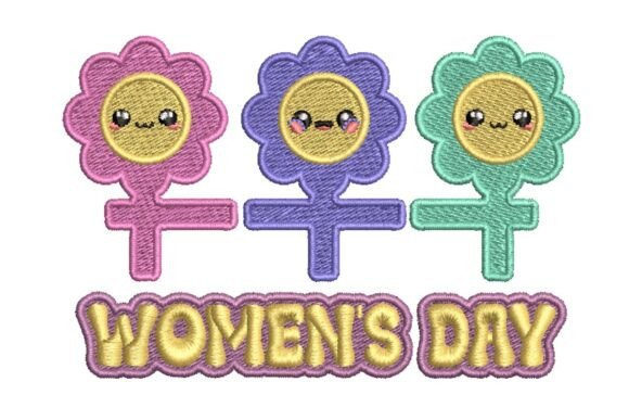 Colorful Women S Day Flower Symbols Embroidery Design