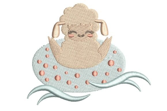 Cute Sheep in Life Buoy with Waves Embroidery Design Review