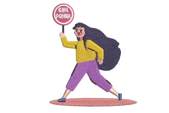 Girl Power Protestor Embroidery Design