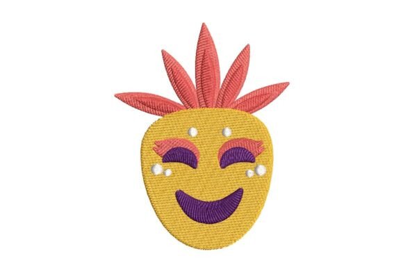 Happy Mardi Gras Mask Face Embroidery Design