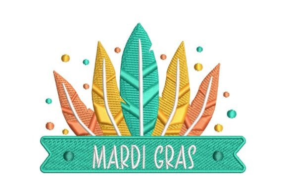 Mardi Gras Feather and Banner Celebration Embroidery Design