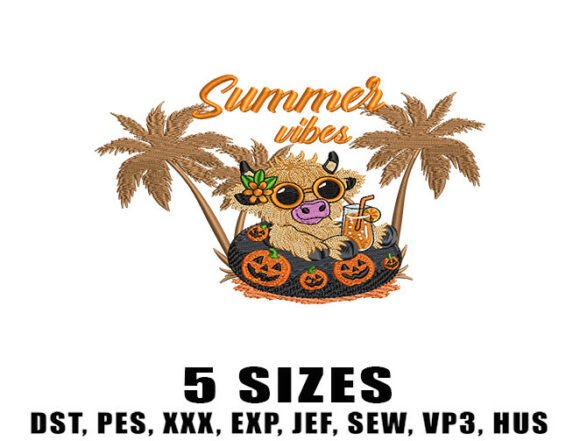 Pumpkin Cow Vibes Embroidery Design