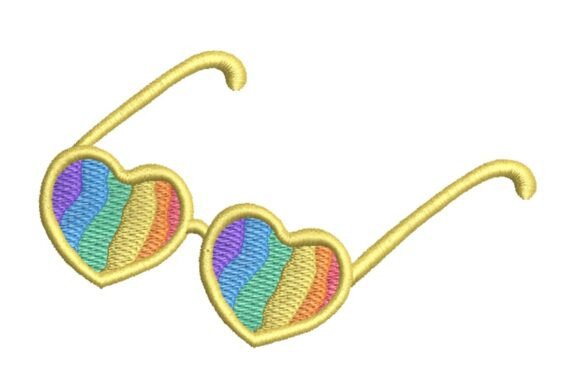 Rainbow Heart-Shaped Pride Glasses Embroidery Design