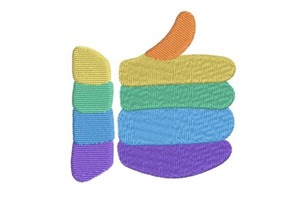 Rainbow Thumbs Up Approval Hand Embroidery Design