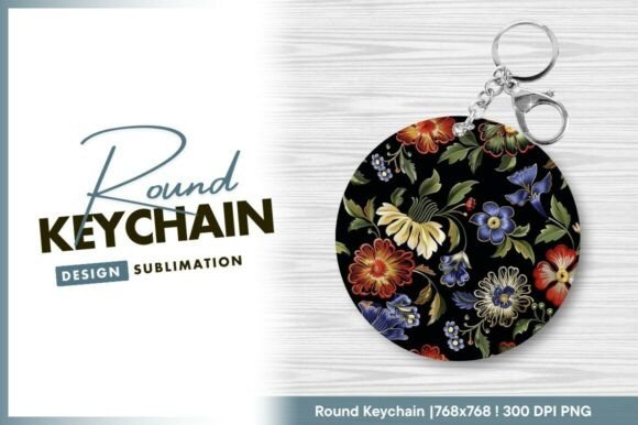 Review: Floral Embroidery Round Keychain Png