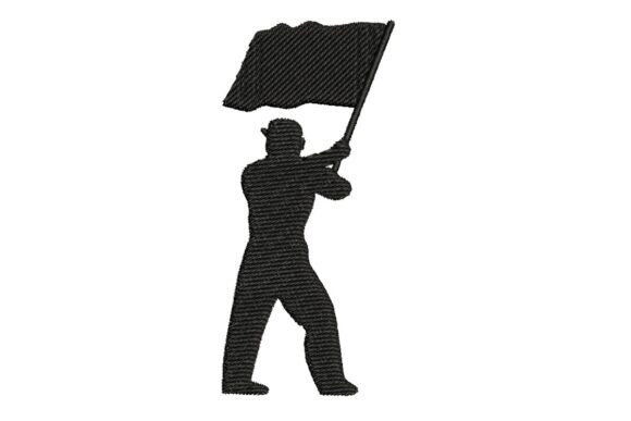 Soldier Holding Flag Silhouette Embroidery Design