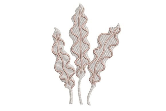 Stylized Laminaria Seaweed Embroidery Design