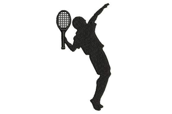 Tennis Player Serving Silhouette Embroidery Design