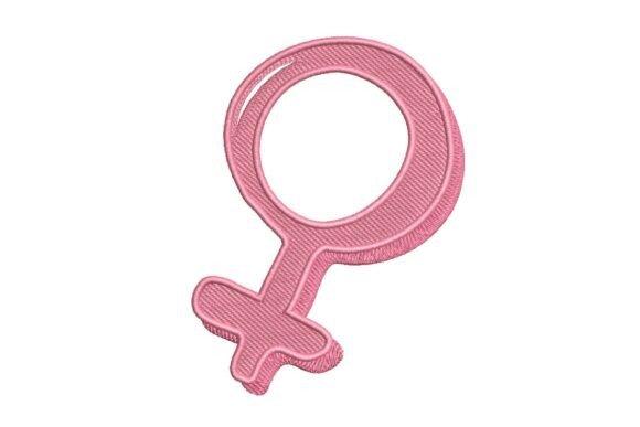 Textured Pink Female Gender Symbol Embroidery Design