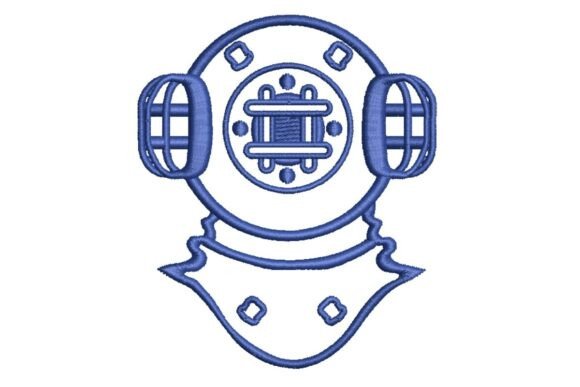 Vintage Scuba Diving Helmet Embroidery Design